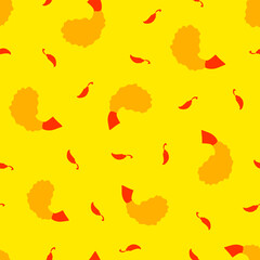 Fried Shrimp Seamless pattern Background. Tempura Shrim Pattern background. Seafood Pattern Design. Crunchy Tempura Pattern.