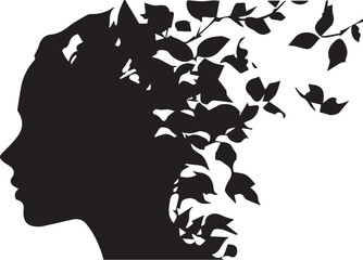 silhouette of a woman with flowers