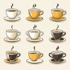 Obraz premium Various coffee cups displayed on a neutral background showcasing different styles and colors of coffee