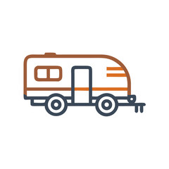 Camping Trailer Icon - Modern Vector Illustration for Outdoors and Recreation