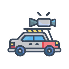 Fototapeta premium Mobile Broadcasting Unit Vector Illustration, Live News and Reporting Design