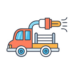 Cartoon Illustration of a Mobile Car Light Repair Service Truck