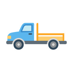 Illustration of a Light Blue and Yellow Pickup Truck on Black Background