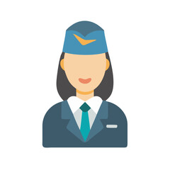 Flat Vector Illustration of Air Hostess or Stewardess in Uniform