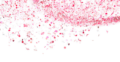 Beautiful pink confetti with percentage symbols. Perfect for sales, promotions, and discounts.