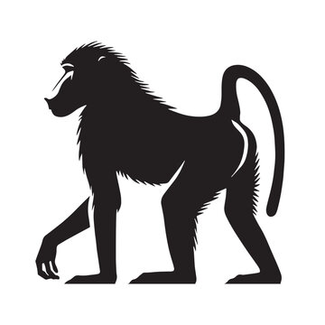 High-quality baboon silhouette vector illustration perfect for logos, icons, and digital assets &ndash; baboon silhouette &ndash; baboon vector &ndash; baboon illustration &ndash; silhouette of baboon &ndash; baboon icon

