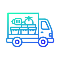 Gradient Truck Delivering Groceries Icon Illustration on Black Background