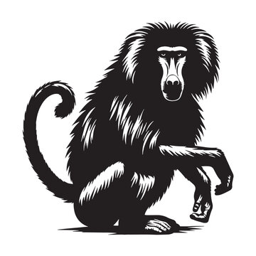 Minimalistic baboon silhouette vector perfect for branding, logos, and digital design applications &ndash; baboon silhouette &ndash; baboon vector &ndash; baboon illustration &ndash; silhouette of baboon &ndash; baboon icon

