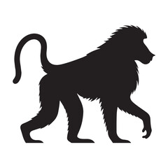 Abstract-style baboon silhouette vector with clean lines and a minimalist design for branding – baboon silhouette – baboon vector – baboon illustration – silhouette of baboon – baboon icon

