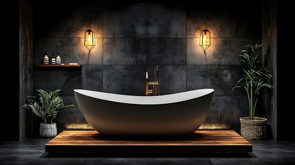 Luxurious Modern Bathroom Design with Freestanding Bathtub and Elegant Lighting Features