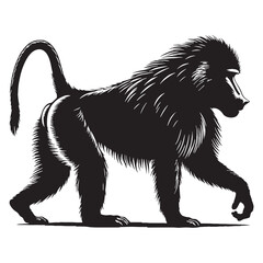 Elegant and professional baboon silhouette vector for branding, logos, and digital media projects – baboon silhouette – baboon vector – baboon illustration – silhouette of baboon – baboon icon

