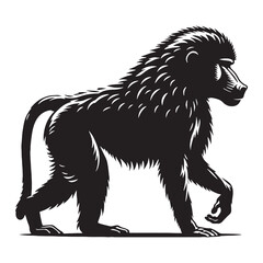 Simple baboon silhouette vector with bold, defined lines for use in logo and graphic design – baboon silhouette – baboon vector – baboon illustration – silhouette of baboon – baboon icon

