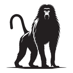 Clean and modern baboon silhouette vector ideal for scalable logos and website applications – baboon silhouette – baboon vector – baboon illustration – silhouette of baboon – baboon icon

