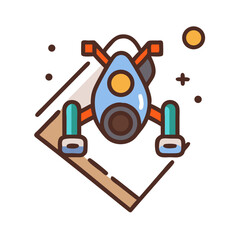 Futuristic Drone in Space Flat Vector Illustration, Technology and Innovation