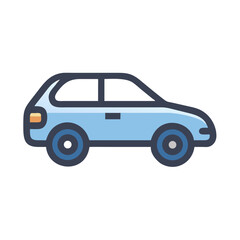 Cute Blue Hatchback Car Illustration with a Black Background