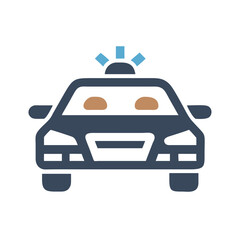 Police Car Icon Vector Graphic Illustration, Law Enforcement Vehicle Symbol