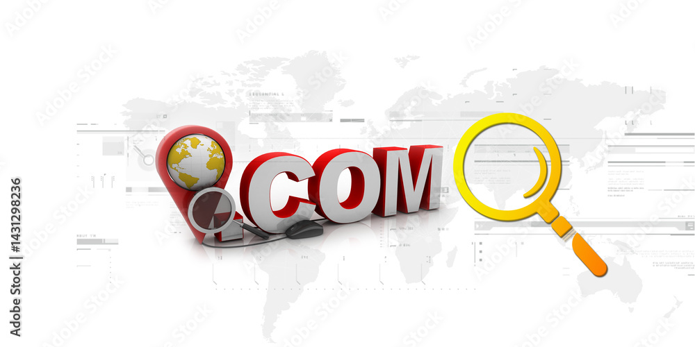 Aufkleber 3d illustration word dot com with navigation