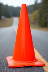 Orange traffic cone. Road cones, highway cones, safety cones, caution cones. Temporarily redirect traffic