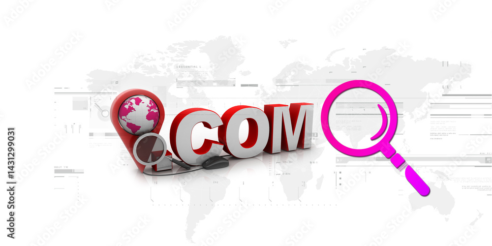 Aufkleber 3d illustration word dot com with navigation