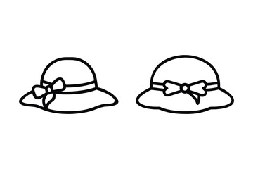 Bonnet hat set icon vector symbol on white background in illustration