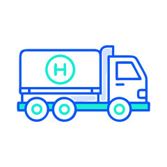 Hospital Delivery Truck Vector Icon in Blue and Green on Black Background