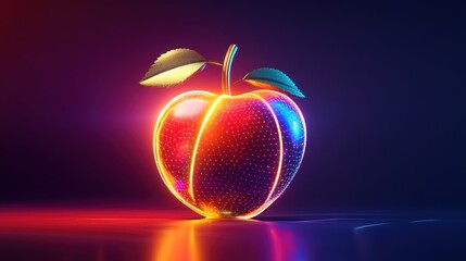 3D rendered glowing apple, vibrant colors