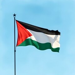 Palestinian Flag Waving in the Sky – National Symbol of Freedom and Identity

