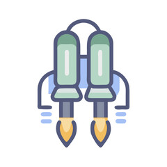Cartoon Jetpack Icon Illustration on Black Background for Space Exploration and Travel