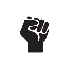 Raised clenched fist icon silhouette symbol of power and protest