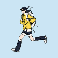 Various characters of a hiker. Adventure tourism, travel and discovery flat vector illustration. Outdoor activities (02)