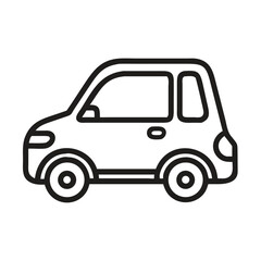 Cute Outline Drawing of a Small Car, Black Background, Transportation