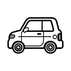 Minimalist car design on black background: vehicle outline illustration concept