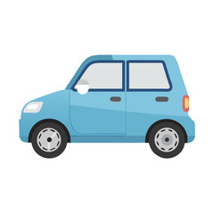 Cute Blue Car Cartoon Illustration on Black Background for Transportation Projects