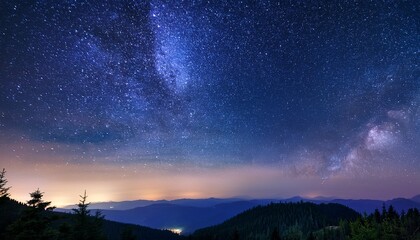 Fototapeta premium night sky adorned with countless sparkling stars and a hint of cosmic dust creating a celestial tapestry of wonder and intrigue