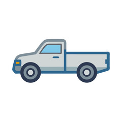 Illustration of a Gray Pickup Truck with Blue Accents on a Black Background