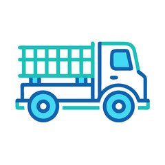 Colorful Icon of Truck with Gridded Cargo Bed on Black Background