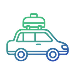 Car with luggage on top gradient icon, road trip, vacation, travel