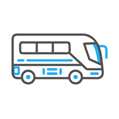 Minimalist RV Illustration: Modern Recreational Vehicle Outline with Blue Accents