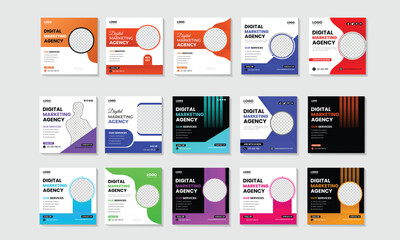 Digital Marketing Agency Social Media design bundle set 