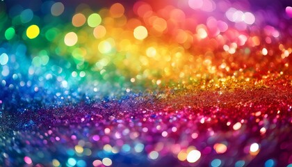 a vibrant and colorful abstract background featuring rainbow glitter with bokeh lights and sparkle effects