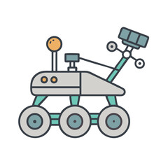 Space Rover Illustration: Exploration, Technology, and Future Missions on a Black Background