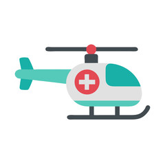 Medical Helicopter Icon, Emergency Healthcare Symbol on Black Background