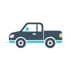 Fototapeta premium Blue Stylized Pickup Truck Vector Illustration on Black Background