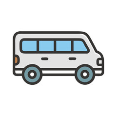 White Minibus Icon Illustration for Transportation Designs and Graphic Projects