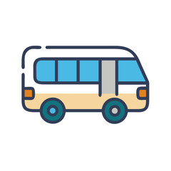 Colorful Minibus Illustration - Transportation, Vehicle, Public Transport, Mini Van