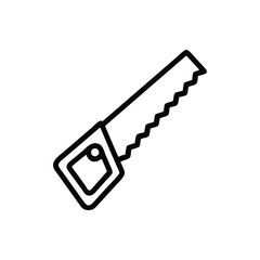 Black Line hand saw icon vector symbol isolated on white background