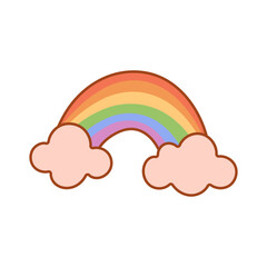 Cartoon rainbow with clouds in LGBT pride colors vector illustration