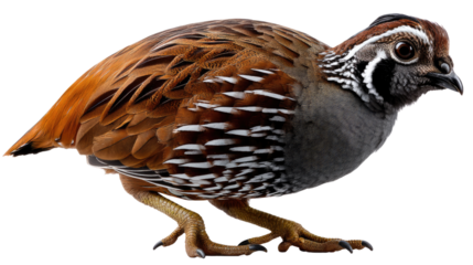 Close-Up of a Brown Quail: A detailed portrait of a Brown quail, showcasing its distinctive markings and feathery details. Its beady eye is alert, as it cautiously surveys its surroundings.