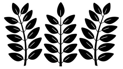 set of different leaves silhouette vector on white background