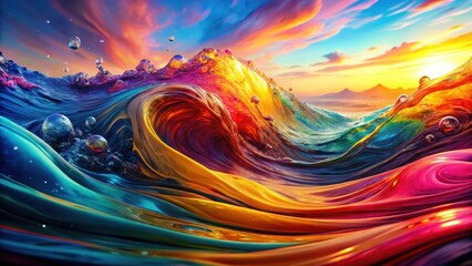 Colorful abstract background with vibrant tidal waves , motion, liquid,  motion, liquid, vibrant hue, wave, artistic style